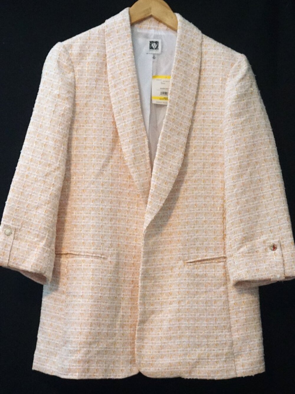 Anne Klein Honeycomb Tweed Open Front Suit Jacket Women’s Medium